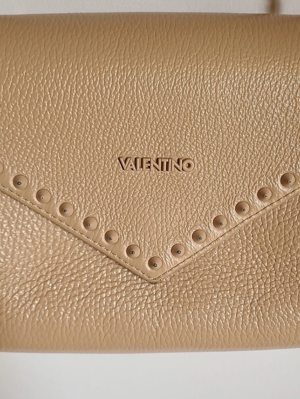 Valentino by Mario Valentino Tan Studded Shoulder Bag Gold Hardware